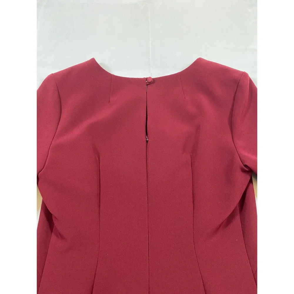 Milly Burgundy Tiered Bell Sleeve Crepe Shift Dress‎ Cocktail Valentines Size 2